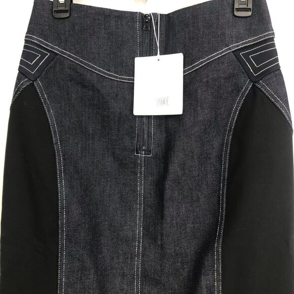 Diane Von Furstenberg InBan Design Band Zip Front Fitted Denim Jean Pencil Skirt - Picture 7 of 16